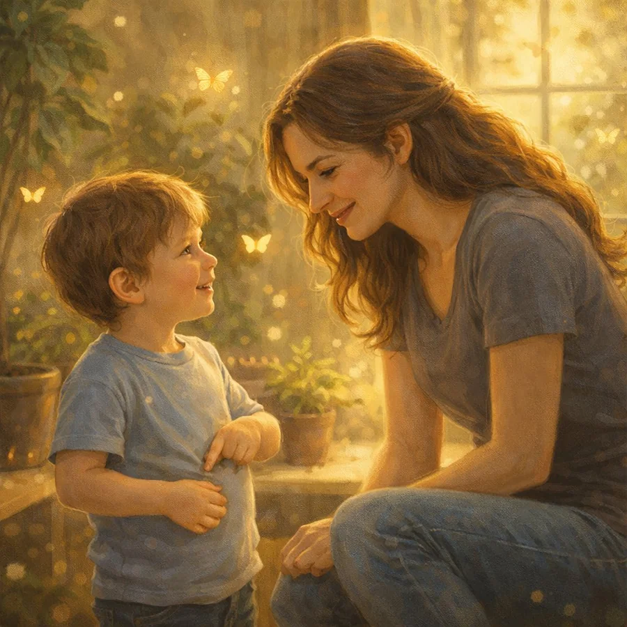 Mother and child communicating with warmth