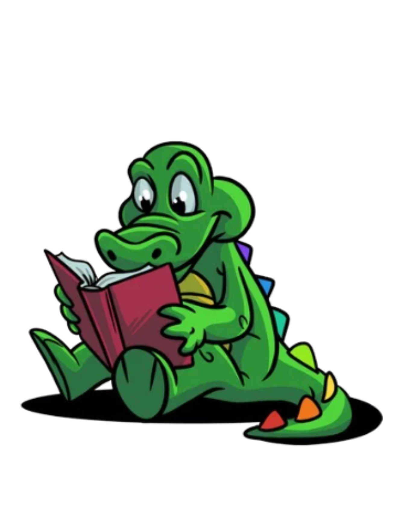 YumYum the Alligator reading a book